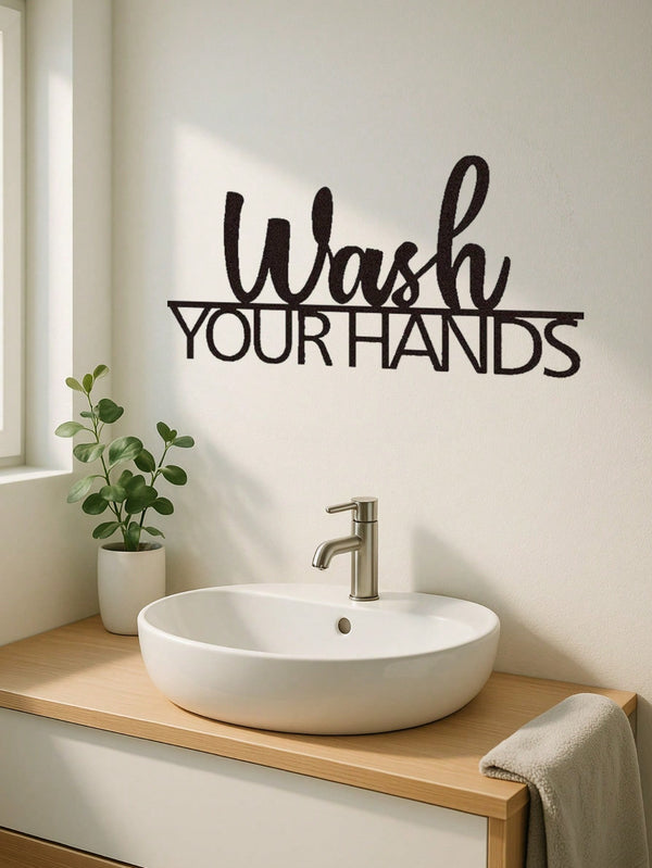 认真洗手 - 乡村农舍风格金属墙饰，适用于浴室、洗衣房和卫生间装饰，女性艺术品，适合家居、客厅、露台或花园装饰、阳台，装饰雕塑，家居装饰，房间装饰，办公室悬挂装饰，墙面装饰，家居装饰，节日装饰，生日毕业礼物，励志纪念艺术品，基督教家居装饰，宗教礼物