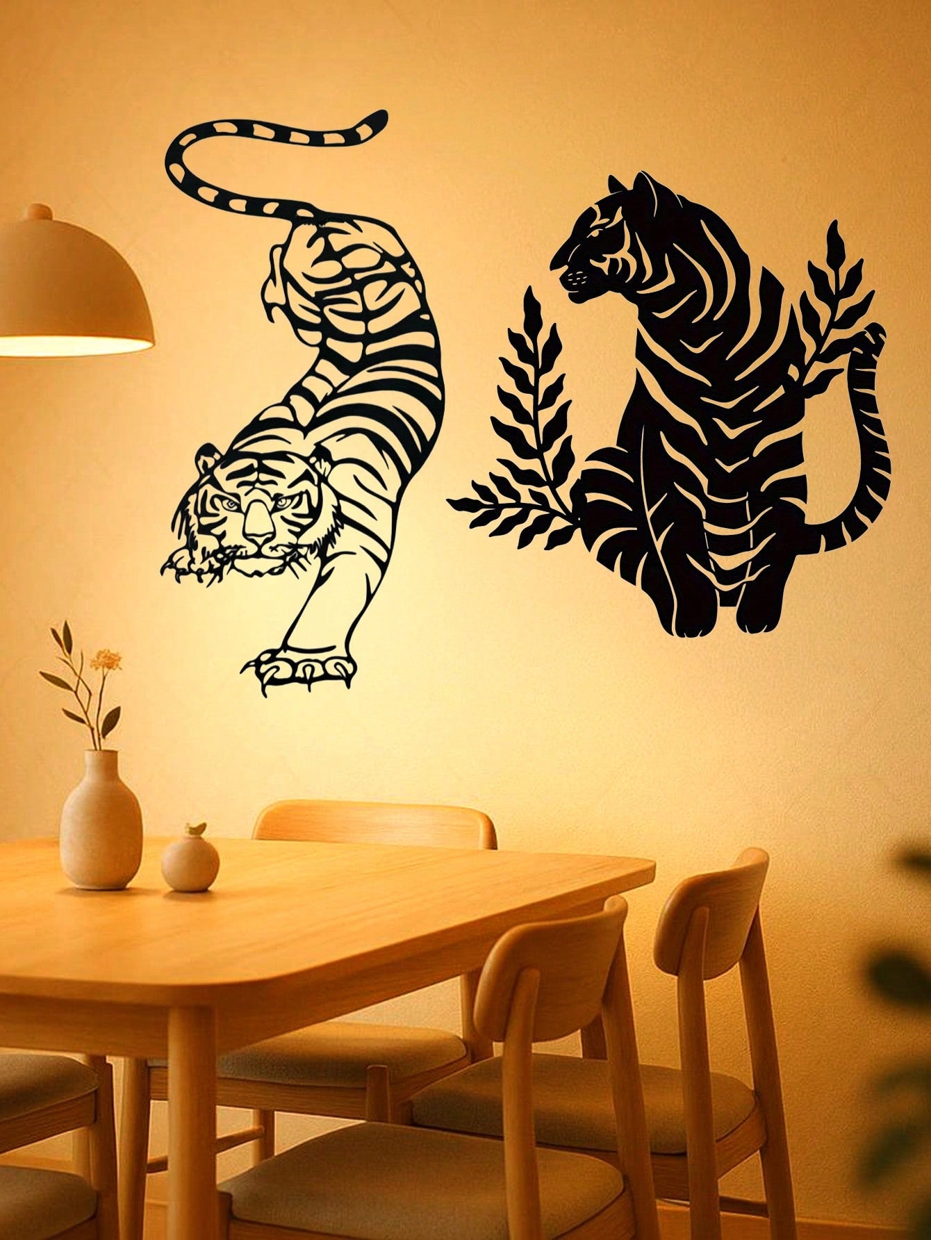 2 pcs Bohemian Tiger brother Metal Wall Art - Striking wild cat decor featuring intricate wildlife artistry. Durable, waterproof metal wall decor perfect for living rooms, bedrooms & studies. An ideal housewarming gift with easy-remove installation.Suitab