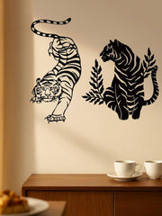 2 pcs Bohemian Tiger brother Metal Wall Art - Striking wild cat decor featuring intricate wildlife artistry. Durable, waterproof metal wall decor perfect for living rooms, bedrooms & studies. An ideal housewarming gift with easy-remove installation.Suitab