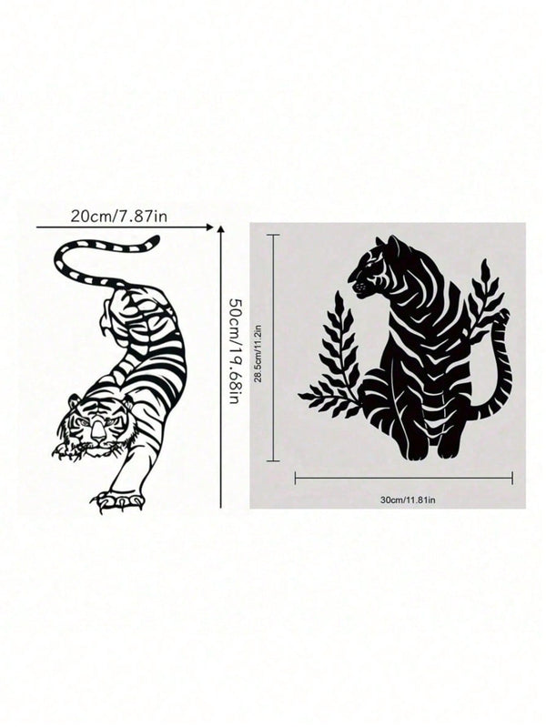 2 pcs Bohemian Tiger brother Metal Wall Art - Striking wild cat decor featuring intricate wildlife artistry. Durable, waterproof metal wall decor perfect for living rooms, bedrooms & studies. An ideal housewarming gift with easy-remove installation.Suitab