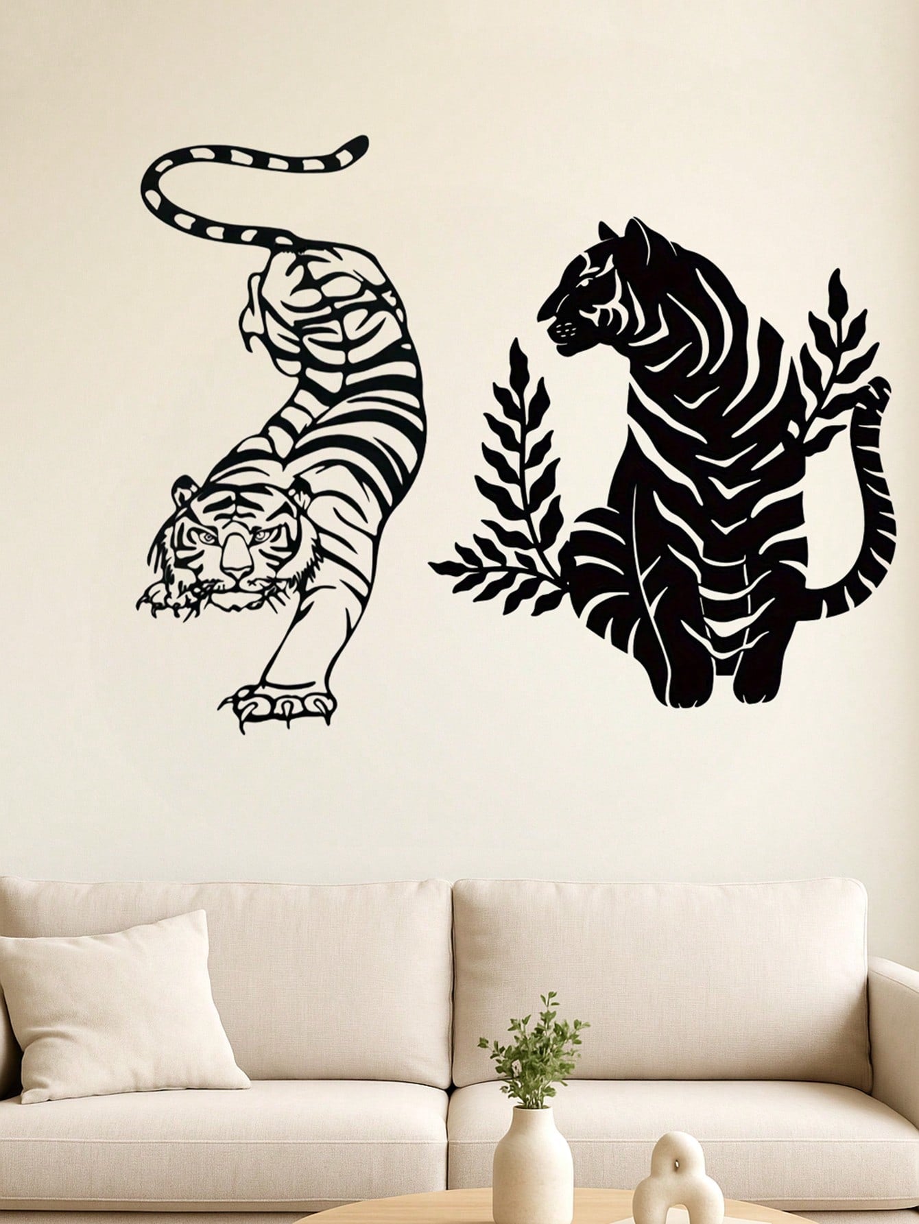 2 pcs Bohemian Tiger brother Metal Wall Art - Striking wild cat decor featuring intricate wildlife artistry. Durable, waterproof metal wall decor perfect for living rooms, bedrooms & studies. An ideal housewarming gift with easy-remove installation.Suitab