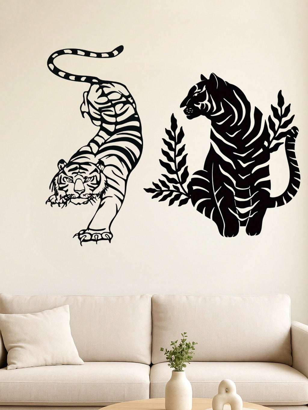 2 pcs Bohemian Tiger brother Metal Wall Art - Striking wild cat decor featuring intricate wildlife artistry. Durable, waterproof metal wall decor perfect for living rooms, bedrooms & studies. An ideal housewarming gift with easy-remove installation.Suitab