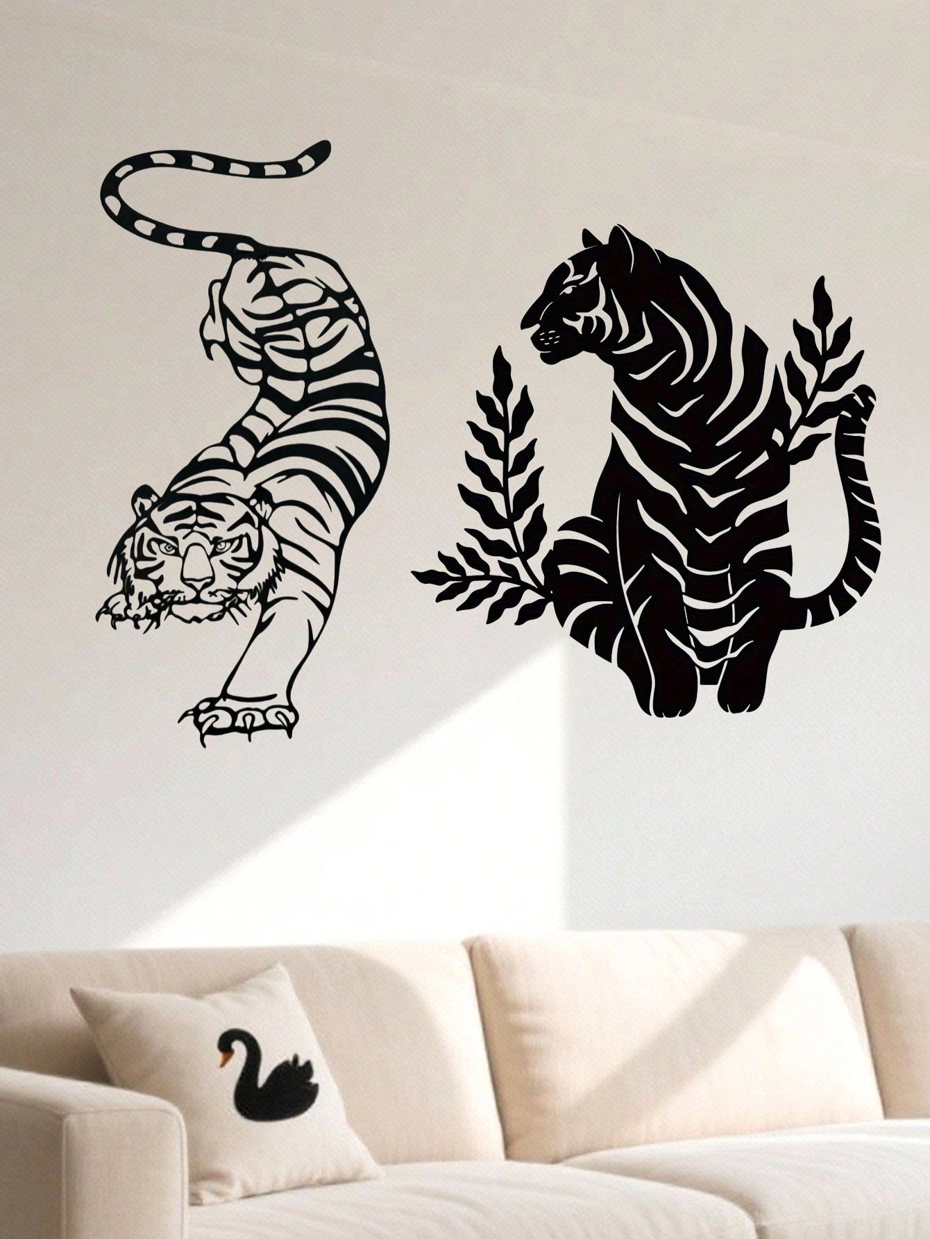 2 pcs Bohemian Tiger brother Metal Wall Art - Striking wild cat decor featuring intricate wildlife artistry. Durable, waterproof metal wall decor perfect for living rooms, bedrooms & studies. An ideal housewarming gift with easy-remove installation.Suitab