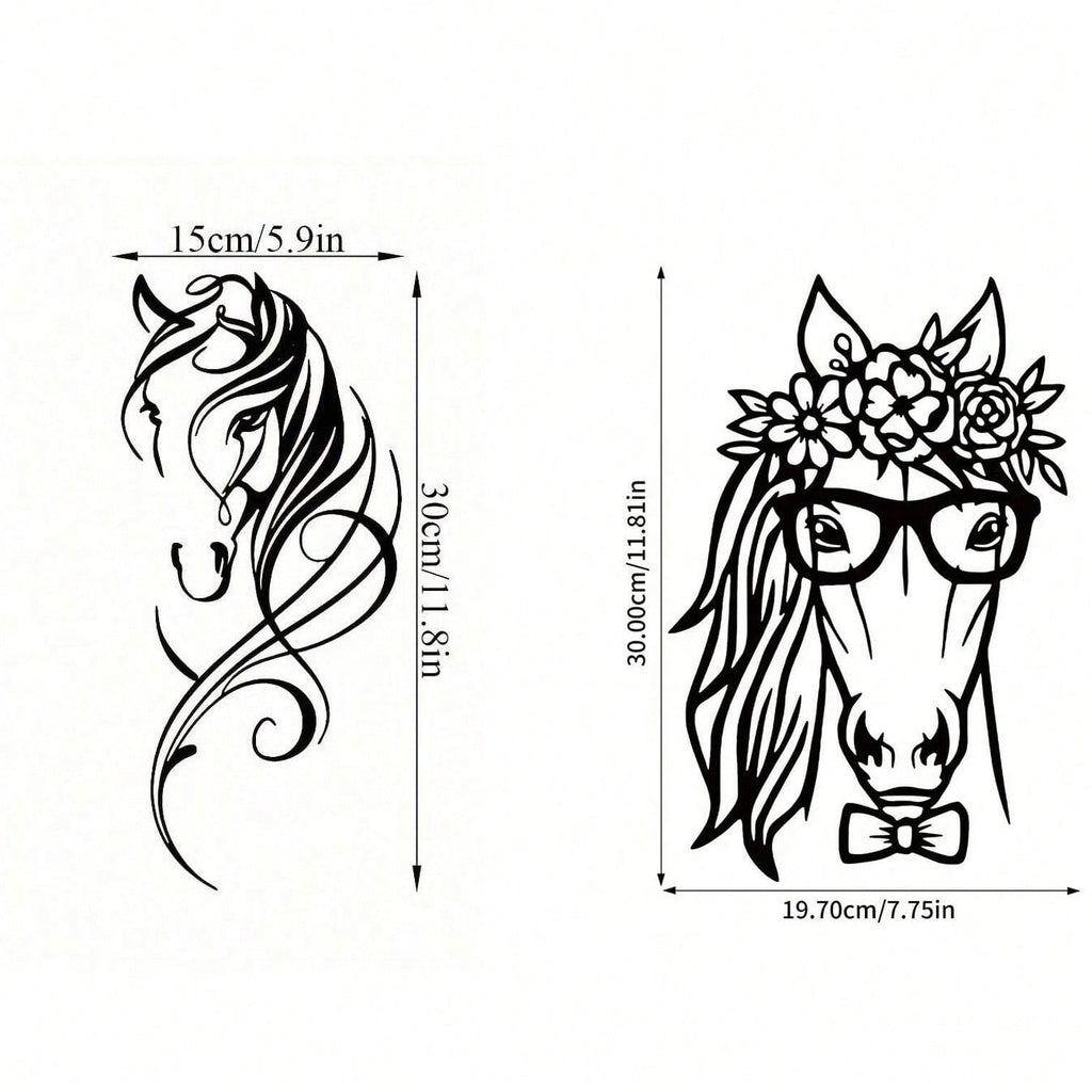 1 piece of modern abstract horse metal wall decoration - vintage aesthetic hanging decoration for home, office, bar and kitchen - perfect for Valentine's Day and New Year; 1 piece of laundry metal decoration plaque, simple and lovely