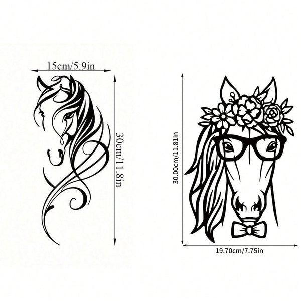 1 piece of modern abstract horse metal wall decoration - vintage aesthetic hanging decoration for home, office, bar and kitchen - perfect for Valentine's Day and New Year; 1 piece of laundry metal decoration plaque, simple and lovely