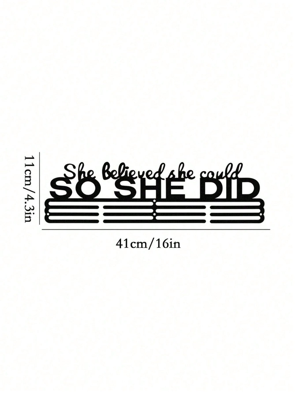1 Wall Mounted Medal Display Stand With Auxiliary Hook; "She Believed She Could, So She Did It. Never Give Up." Trophy Hanger, Auxiliary Hook; Cheerleading Ribbon, Competitive Gymnastics, Track And Field, Back-Related Ribbon. Suitable For Modern Home Deco