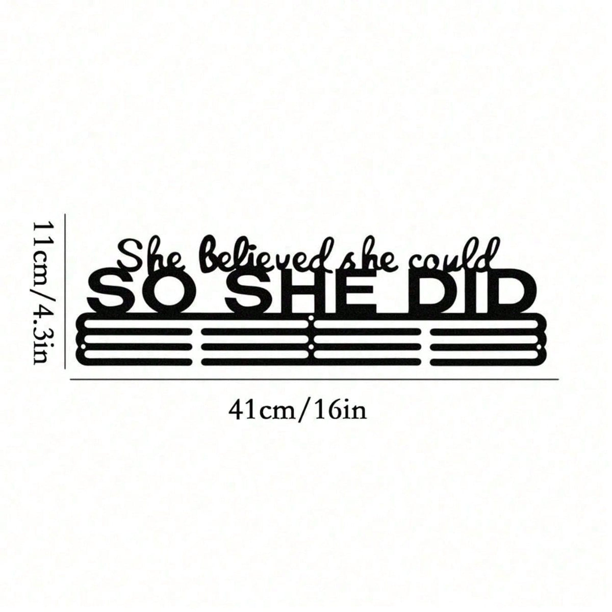 "She Believed She Could So She Did" Medal Display With Bonus Hook - Award Holder For Cheerleading, Gymnastics, Dance Competition, Soccer, Swimming Trophies And Ribbons - Sports Medal Organizer For Girls Room Decor