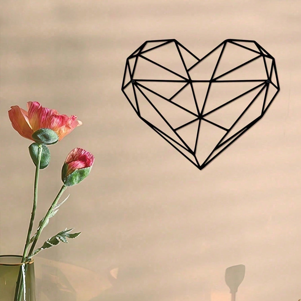 1 piece of heart-shaped wall decoration, featuring simple and minimalist metal wall art, suitable for home decor in bedrooms, living rooms, kitchens, and bathrooms, as a modern wall decoration