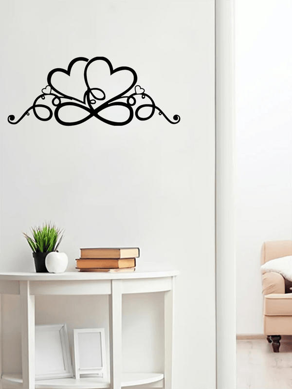 1 pc of double love butterfly festival iron hanging craft, black infinite love heart wall hanging, very suitable for indoor living room bedroom decoration, outdoor wall decoration, housewarming and birthday gift
