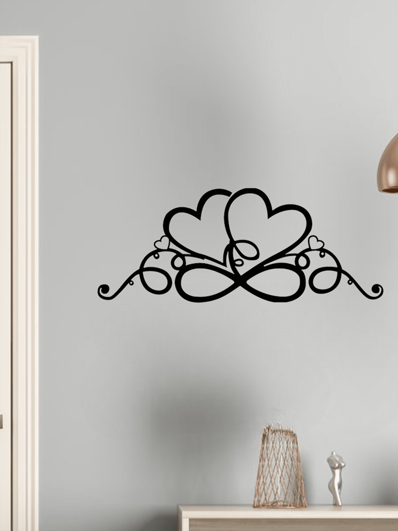 1 pc of double love butterfly festival iron hanging craft, black infinite love heart wall hanging, very suitable for indoor living room bedroom decoration, outdoor wall decoration, housewarming and birthday gift