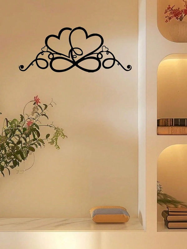 1 pc of double love butterfly festival iron hanging craft, black infinite love heart wall hanging, very suitable for indoor living room bedroom decoration, outdoor wall decoration, housewarming and birthday gift