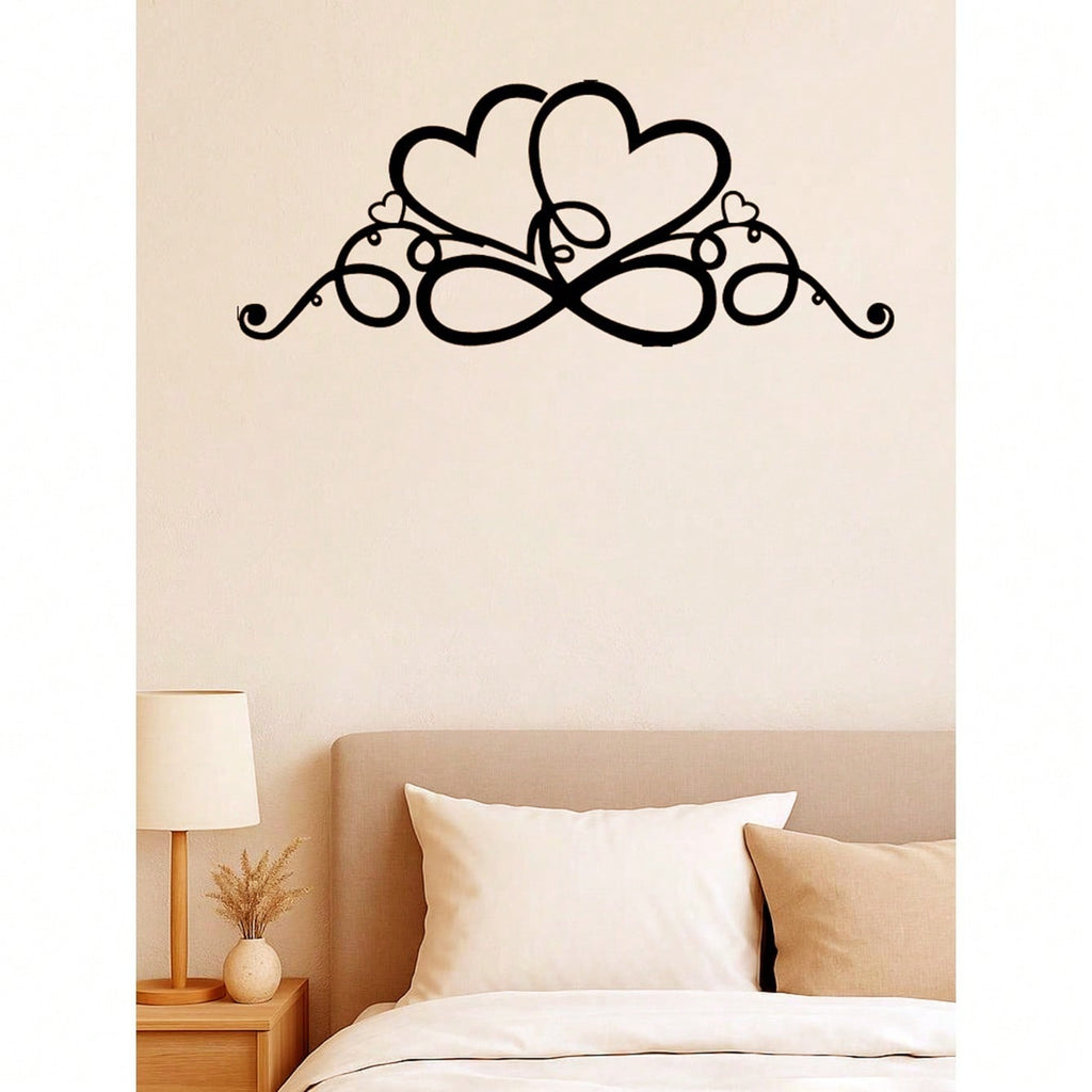 1 pc of double love butterfly festival iron hanging craft, black infinite love heart wall hanging, very suitable for indoor living room bedroom decoration, outdoor wall decoration, housewarming and birthday gift