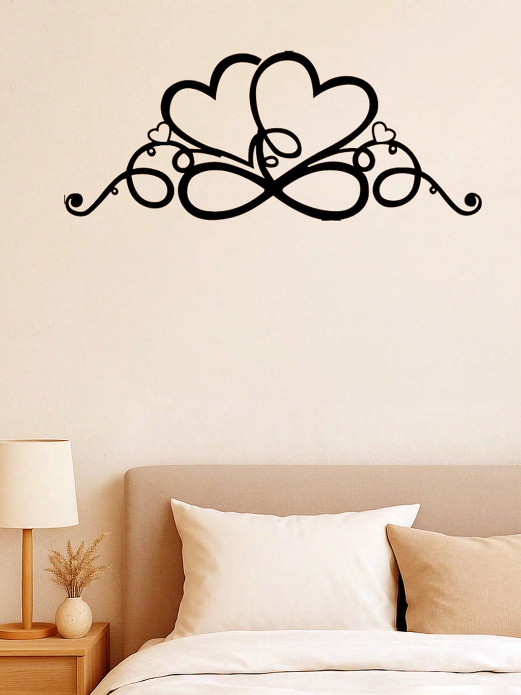 1 pc of double love butterfly festival iron hanging craft, black infinite love heart wall hanging, very suitable for indoor living room bedroom decoration, outdoor wall decoration, housewarming and birthday gift