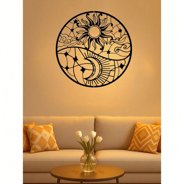 1pc Metal Sun Wall Decoration, Iron Metal Nebula Home Wall Art, Metal Wall Sign Sculpture, Metal Wall Art For Bedroom Kitchen Wall Decor