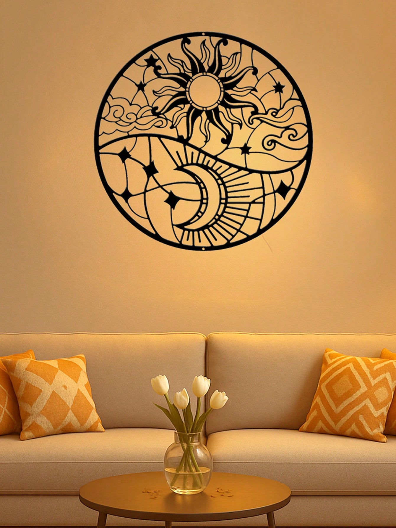 1pc Metal Sun Wall Decoration, Iron Metal Nebula Home Wall Art, Metal Wall Sign Sculpture, Metal Wall Art For Bedroom Kitchen Wall Decor Secondary image