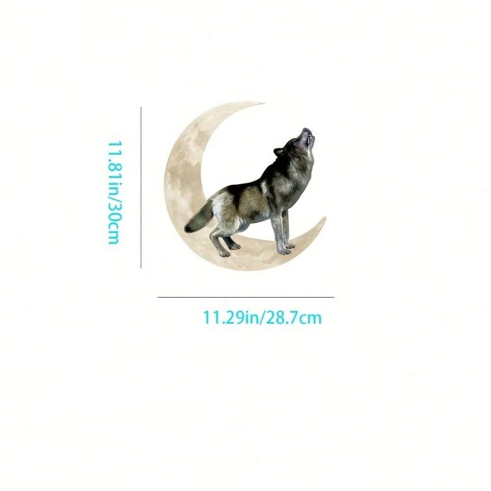 1 piece of metal wall decoration featuring a colorful wolf on the moon logo
