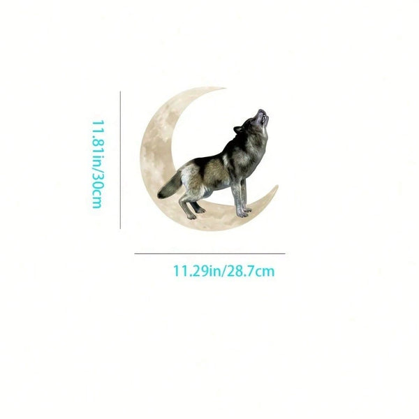 1 piece of metal wall decoration featuring a colorful wolf on the moon logo