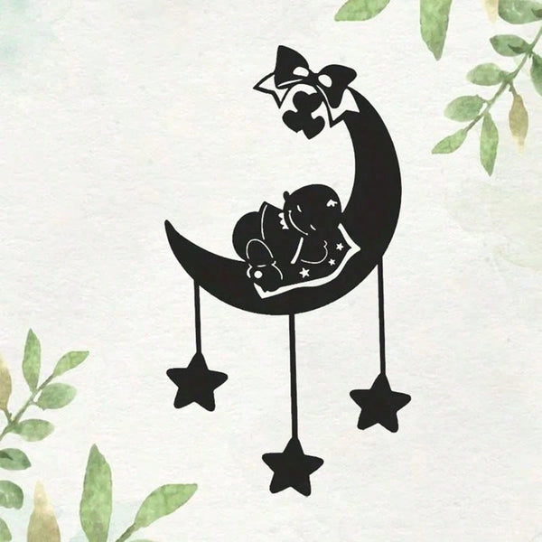 1 piece of "Goodnight Baby" metal wrought iron silhouette wall decoration, suitable for children's rooms and bedrooms, creating a warm and quiet atmosphere.