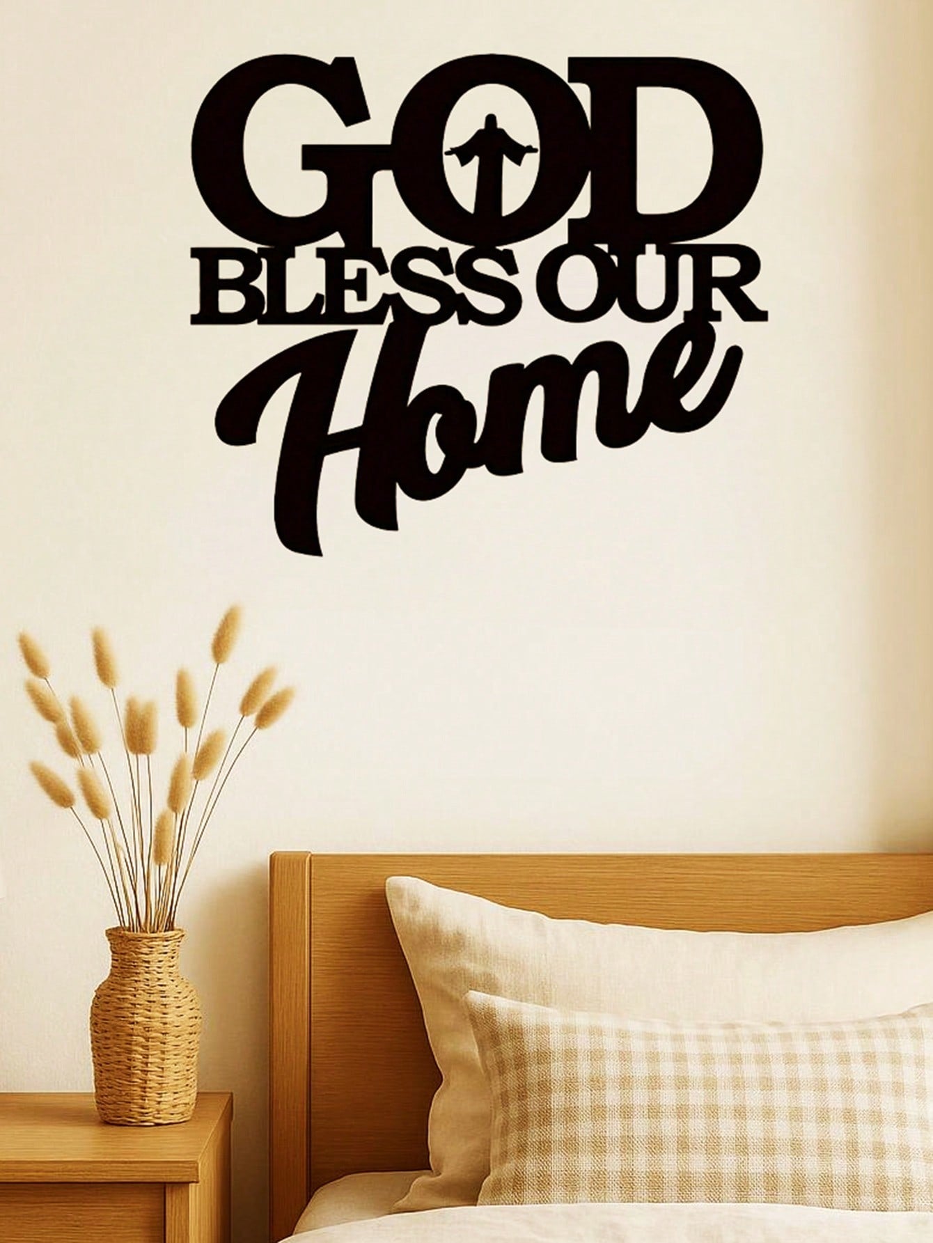 1pc God Bless Home Sign, Metal Wall Art, Unique Home Gift, Home Decor, Wall Decor, Wall Hanger, Home Decor, Scene Decor, Theme Party Decor, Wall Decor, Car Decor,Art For Women,Suitable For Home, Living Room Secondary image