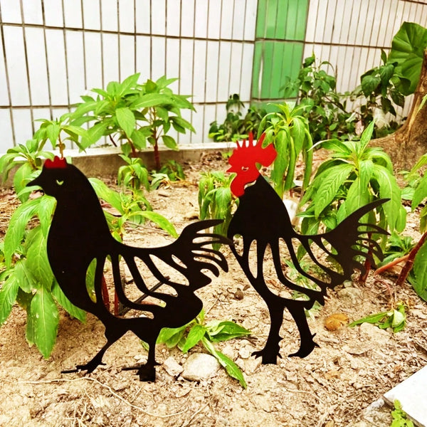 1 Pc Rustic Iron Rooster Garden Sculpture - Decorative Art, Suitable For Easter, Iron Material, Ground Mounted, Love Theme, No Electricity Required, Battery Free,Suitable For Garden,Garden Decor,Holiday Essentials,Century Old Baking Paint Process, High-Qu
