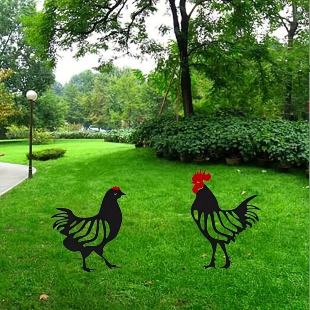 1 Pc Rustic Iron Rooster Garden Sculpture - Decorative Art, Suitable For Easter, Iron Material, Ground Mounted, Love Theme, No Electricity Required, Battery Free,Suitable For Garden,Garden Decor,Holiday Essentials,Century Old Baking Paint Process, High-Qu