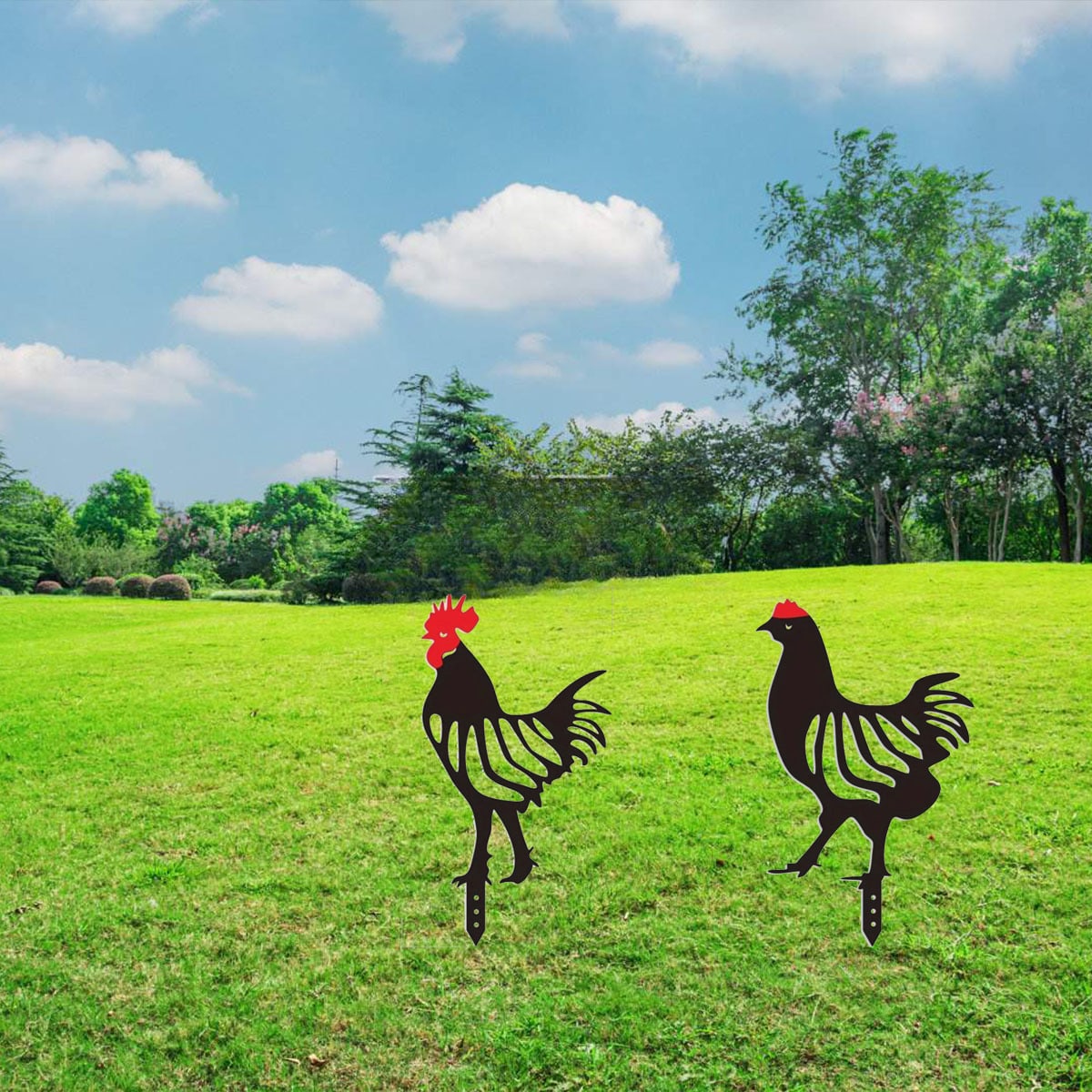 1 Pc Rustic Iron Rooster Garden Sculpture - Decorative Art, Suitable For Easter, Iron Material, Ground Mounted, Love Theme, No Electricity Required, Battery Free,Suitable For Garden,Garden Decor,Holiday Essentials,Century Old Baking Paint Process, High-Qu