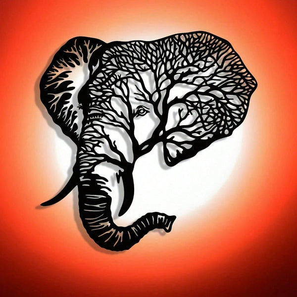 Abstract elephant metal wall art featuring exquisite hollow-cut craftsmanship for a modern aesthetic. Perfect as a farmhouse renovation gift, housewarming present, or holiday collectible. Lightweight, removable & reusable—ideal as abstract decor, metal pa