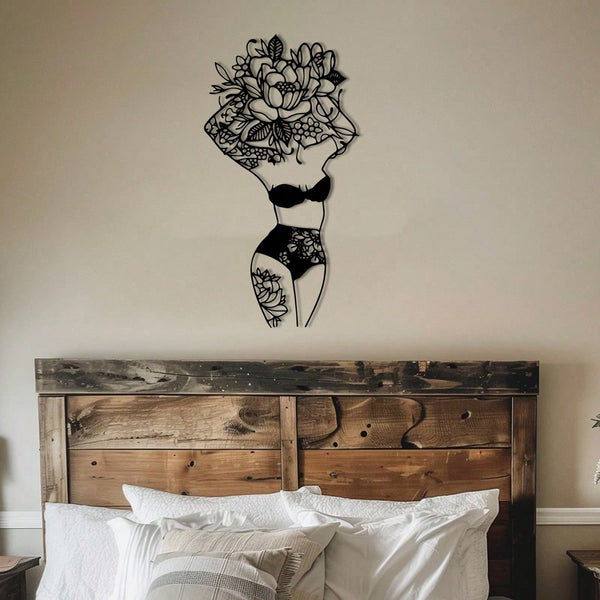 Floral Female Metal Wall Art, Female Body Metal Art, Abstract Floral Female Metal Art, Bedroom Linear Metal Art Set, Bathroom Wall Decor, Minimalist Linear Art, Female Figure Art, Bathroom Wall Art, Home Gift