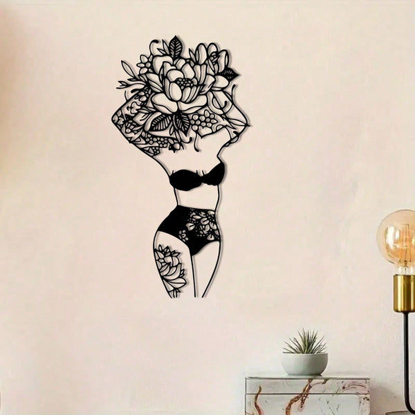 Floral Female Metal Wall Art, Female Body Metal Art, Abstract Floral Female Metal Art, Bedroom Linear Metal Art Set, Bathroom Wall Decor, Minimalist Linear Art, Female Figure Art, Bathroom Wall Art, Home Gift