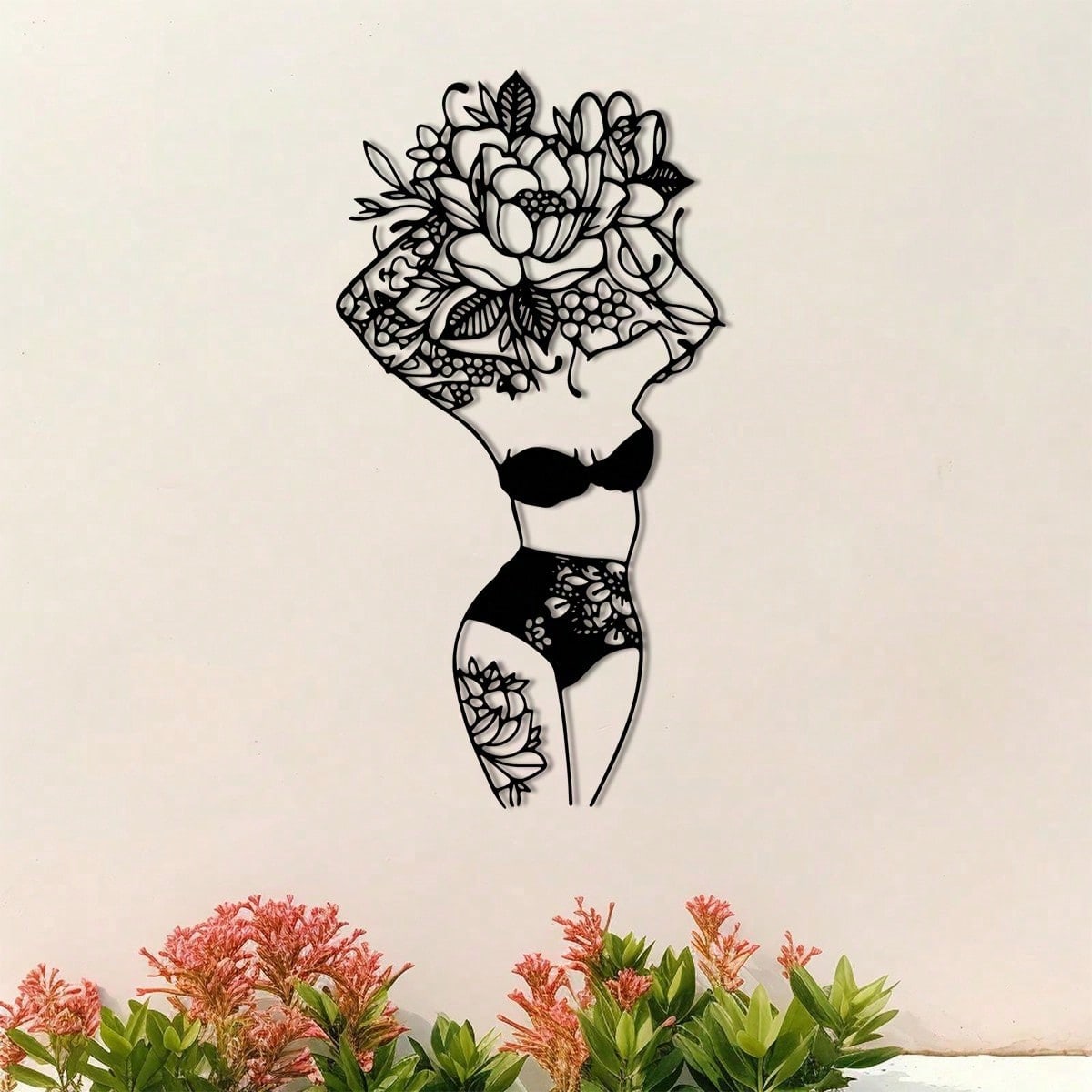 Floral Female Metal Wall Art, Female Body Metal Art, Abstract Floral Female Metal Art, Bedroom Linear Metal Art Set, Bathroom Wall Decor, Minimalist Linear Art, Female Figure Art, Bathroom Wall Art, Home Gift