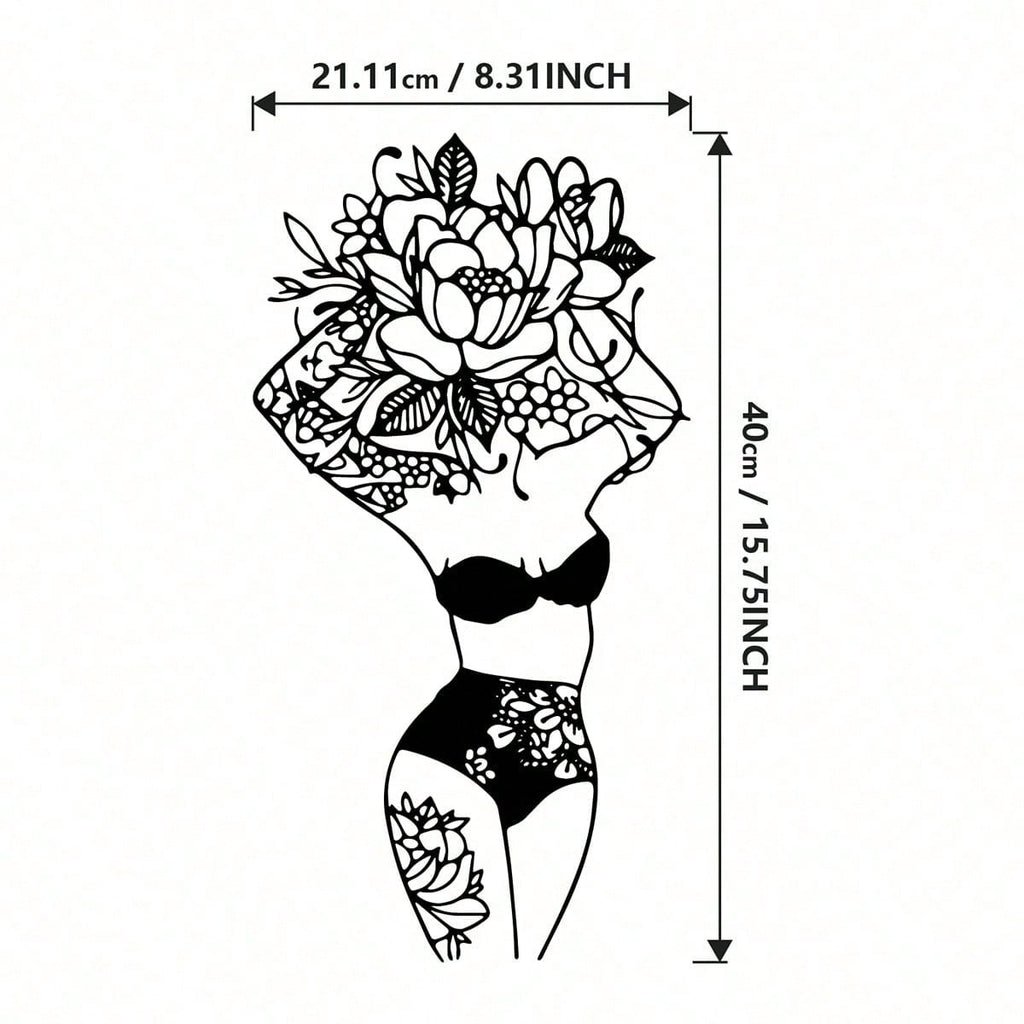 Floral Female Metal Wall Art, Female Body Metal Art, Abstract Floral Female Metal Art, Bedroom Linear Metal Art Set, Bathroom Wall Decor, Minimalist Linear Art, Female Figure Art, Bathroom Wall Art, Home Gift