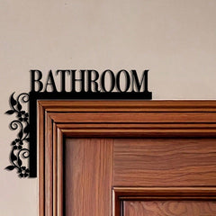1pc Exquisite Metal Bathroom Door Plate, Wall-Mounted Iron Decorative Plaque, Floral Pattern, Suitable For Home, Indoor And Bathroom Decor