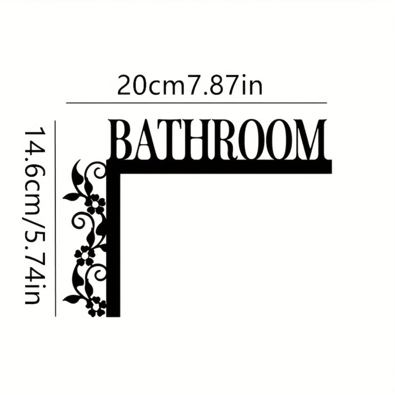 1pc Exquisite Metal Bathroom Door Plate, Wall-Mounted Iron Decorative Plaque, Floral Pattern, Suitable For Home, Indoor And Bathroom Decor