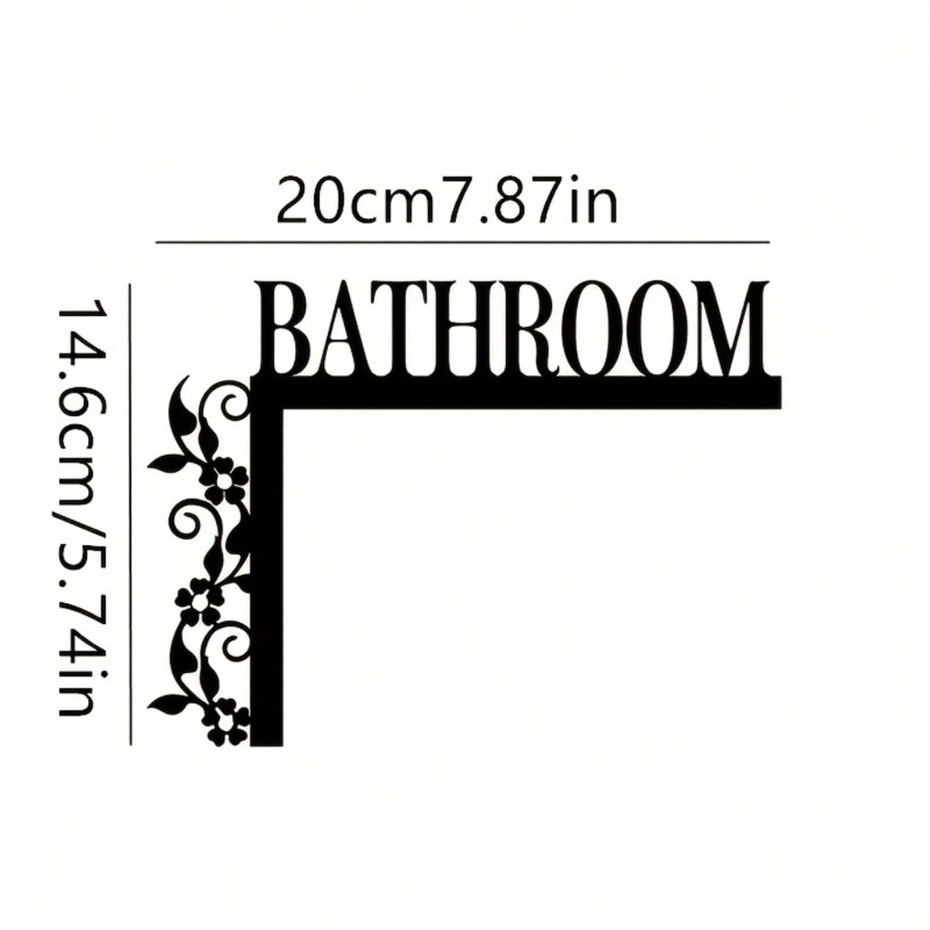 1pc Exquisite Metal Bathroom Door Plate, Wall-Mounted Iron Decorative Plaque, Floral Pattern, Suitable For Home, Indoor And Bathroom Decor
