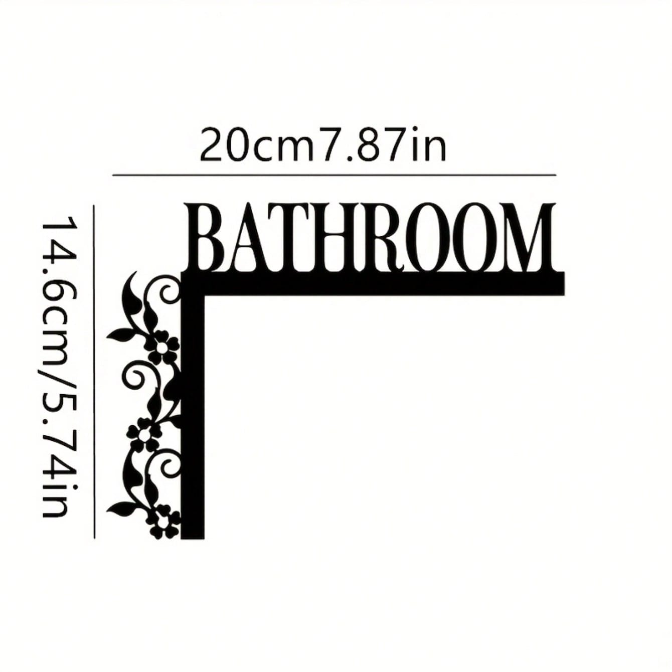 1pc Exquisite Metal Bathroom Door Plate, Wall-Mounted Iron Decorative Plaque, Floral Pattern, Suitable For Home, Indoor And Bathroom Decor