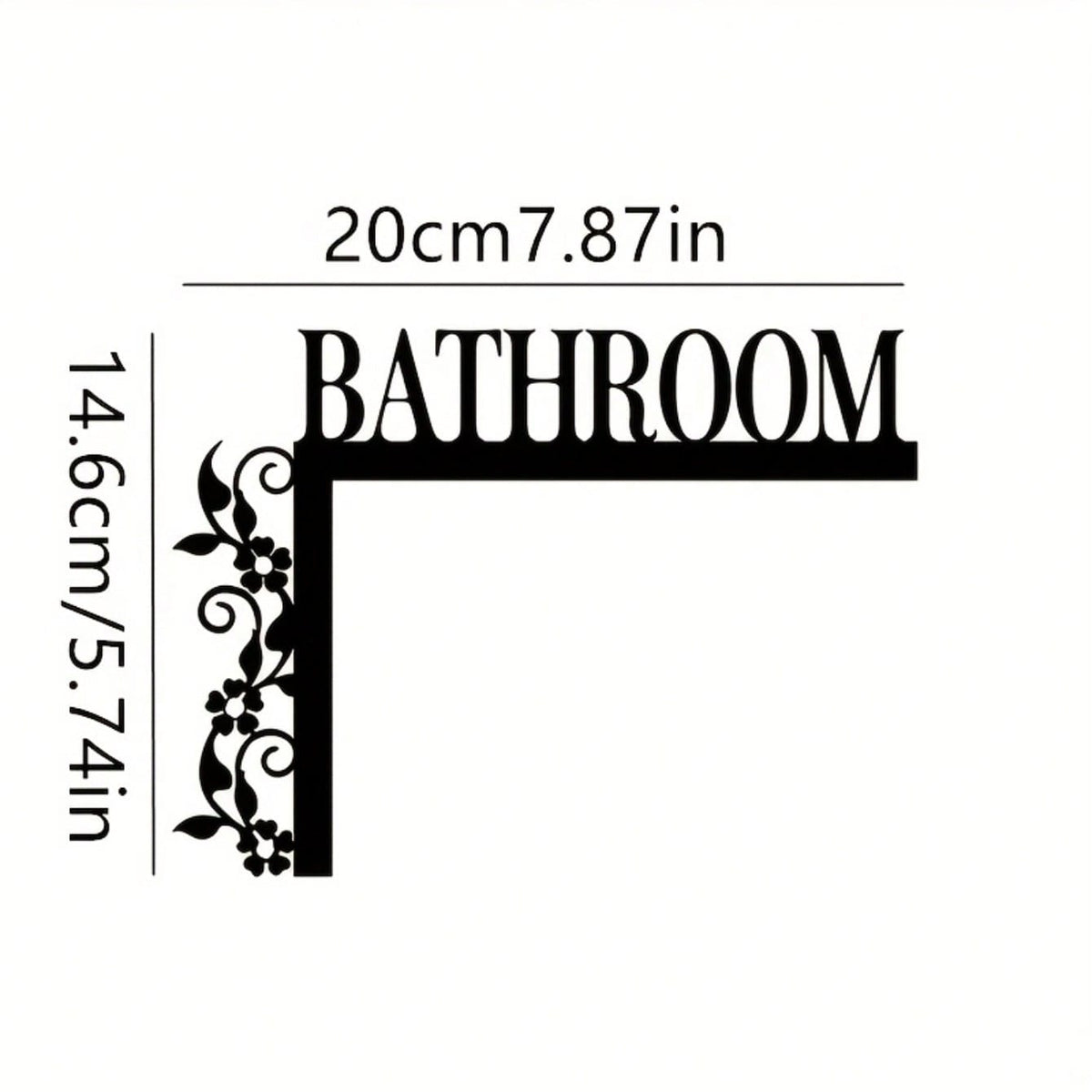 1pc Exquisite Metal Bathroom Door Plate, Wall-Mounted Iron Decorative Plaque, Floral Pattern, Suitable For Home, Indoor And Bathroom Decor
