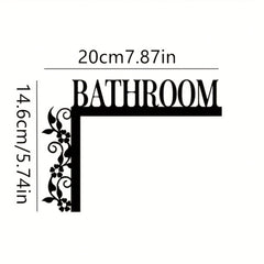 1pc Exquisite Metal Bathroom Door Plate, Wall-Mounted Iron Decorative Plaque, Floral Pattern, Suitable For Home, Indoor And Bathroom Decor