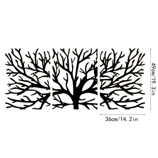 3-Piece set of metal tree decorative painting combination - frameless wrought iron decorations are suitable for living rooms, TV background walls, porches, suitable for modern home decoration, home decoration, room decoration