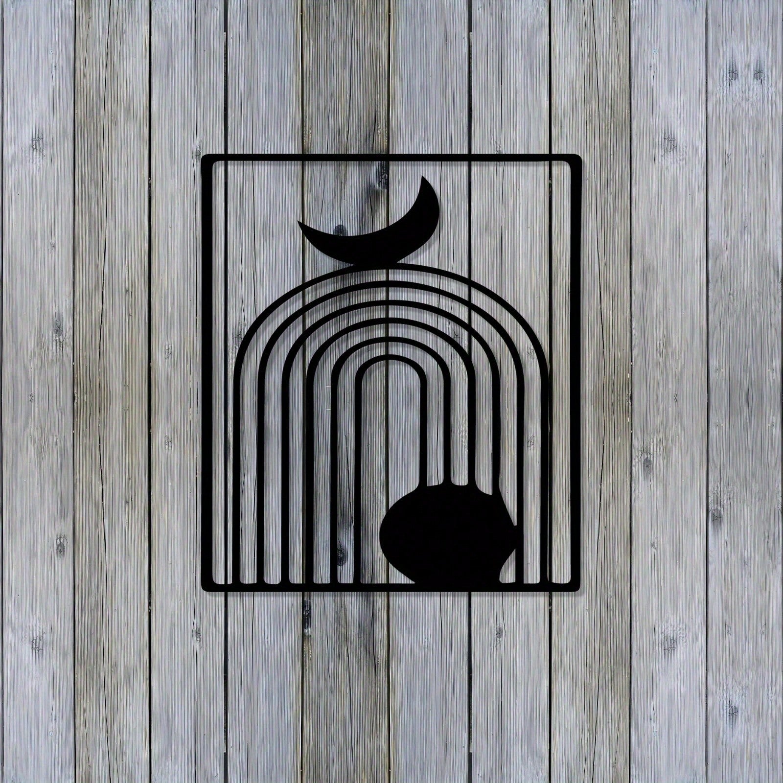 1 Piece Black Abstract Metal Wall Art - Modern Minimalist Retro Industrial Style, Crescent Moon Shape, Bold Geometric Pattern, Durable Wrought Iron, Ideal for Living Room, Office, Cafe - Christmas & Housewarming Gift Idea - Easy to Hang Metal Sculpture.