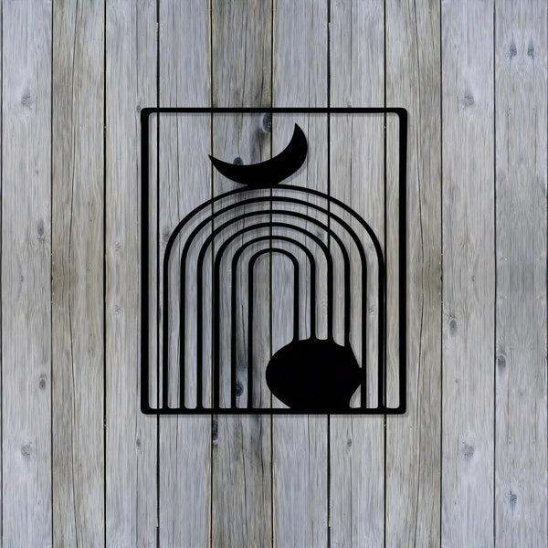 1 Piece Black Abstract Metal Wall Art - Modern Minimalist Retro Industrial Style, Crescent Moon Shape, Bold Geometric Pattern, Durable Wrought Iron, Ideal for Living Room, Office, Cafe - Christmas & Housewarming Gift Idea - Easy to Hang Metal Sculpture.