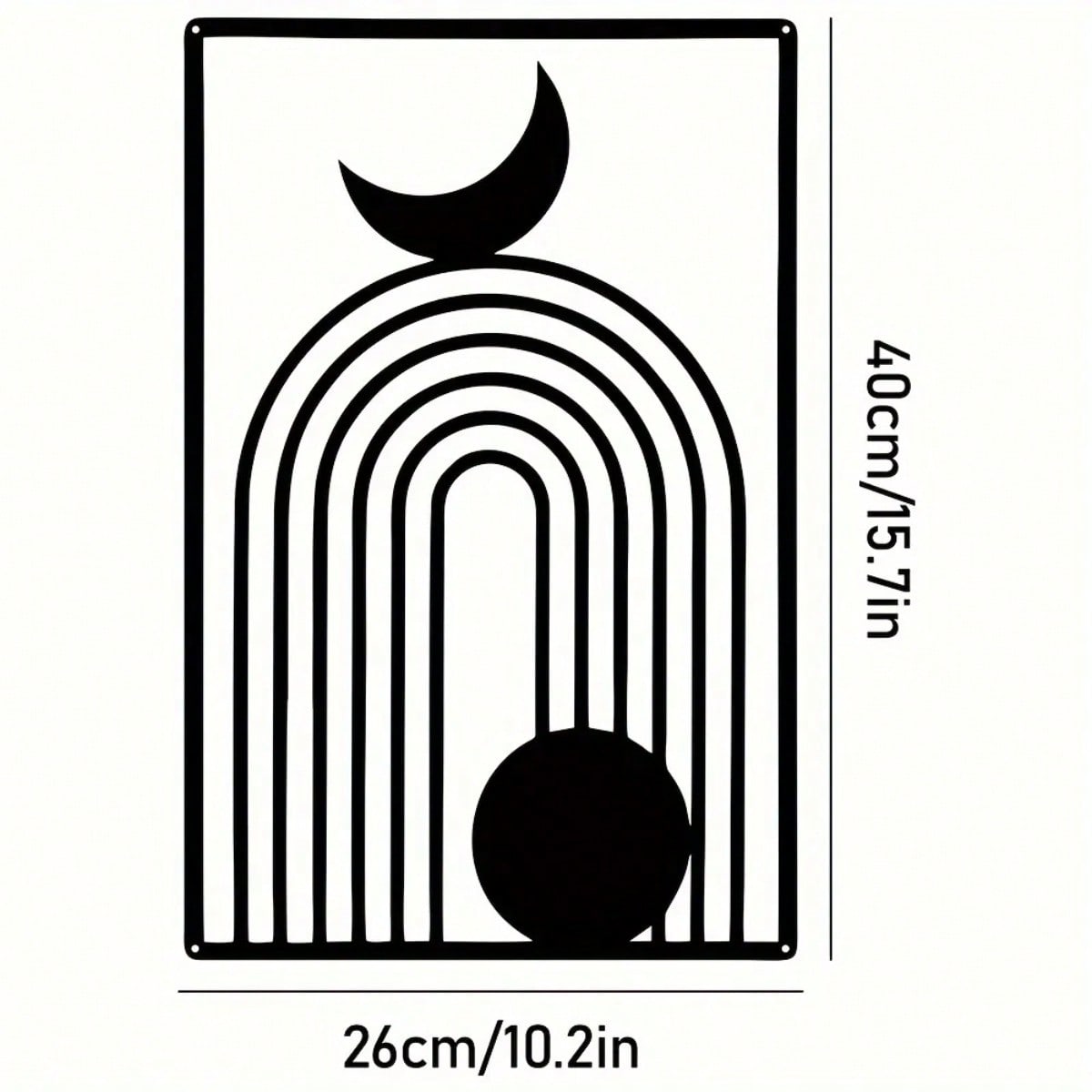 1 Piece Black Abstract Metal Wall Art - Modern Minimalist Retro Industrial Style, Crescent Moon Shape, Bold Geometric Pattern, Durable Wrought Iron, Ideal for Living Room, Office, Cafe - Christmas & Housewarming Gift Idea - Easy to Hang Metal Sculpture.