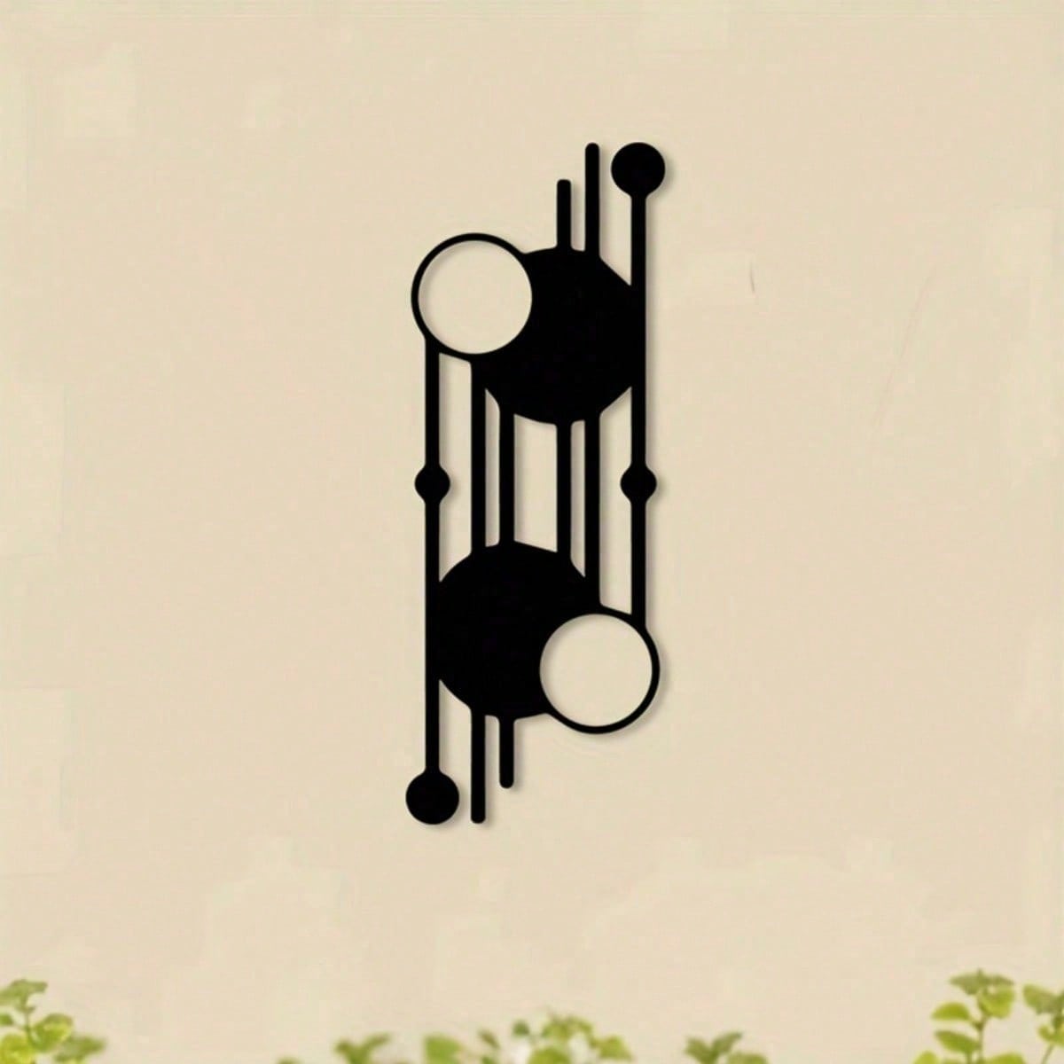 1 Piece Geometric Metal Wall Art - Abstract Black Iron Mural With Overlapping Circles And Linear Design. Modern Indoor/Outdoor Decor Perfect For Offices, Galleries, And Patios. No Electricity Required. An Unique Gift For Architects And Math Enthusiasts, F