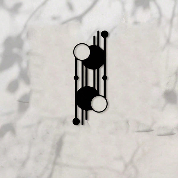 1 Piece Geometric Metal Wall Art - Abstract Black Iron Mural With Overlapping Circles And Linear Design. Modern Indoor/Outdoor Decor Perfect For Offices, Galleries, And Patios. No Electricity Required. An Unique Gift For Architects And Math Enthusiasts, F