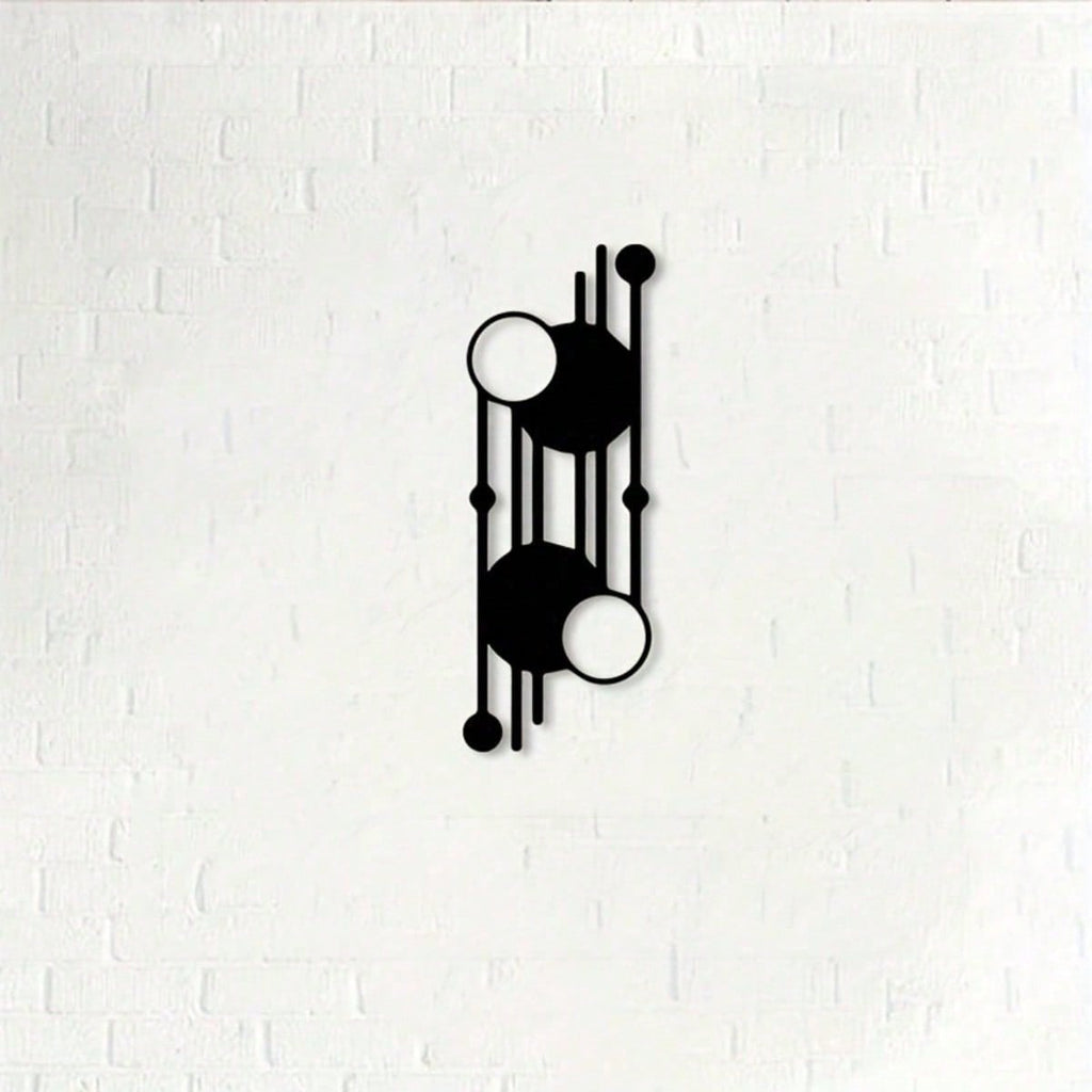 1 Piece Geometric Metal Wall Art - Abstract Black Iron Mural With Overlapping Circles And Linear Design. Modern Indoor/Outdoor Decor Perfect For Offices, Galleries, And Patios. No Electricity Required. An Unique Gift For Architects And Math Enthusiasts, F