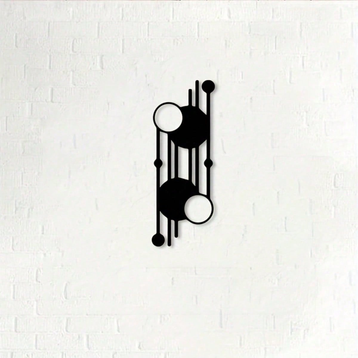 1 Piece Geometric Metal Wall Art - Abstract Black Iron Mural With Overlapping Circles And Linear Design. Modern Indoor/Outdoor Decor Perfect For Offices, Galleries, And Patios. No Electricity Required. An Unique Gift For Architects And Math Enthusiasts, F