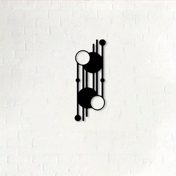 1 Piece Geometric Metal Wall Art - Abstract Black Iron Mural With Overlapping Circles And Linear Design. Modern Indoor/Outdoor Decor Perfect For Offices, Galleries, And Patios. No Electricity Required. An Unique Gift For Architects And Math Enthusiasts, F