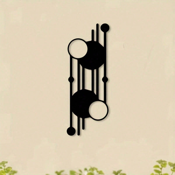 1 Piece Geometric Metal Wall Art - Abstract Black Iron Mural With Overlapping Circles And Linear Design. Modern Indoor/Outdoor Decor Perfect For Offices, Galleries, And Patios. No Electricity Required. An Unique Gift For Architects And Math Enthusiasts, F