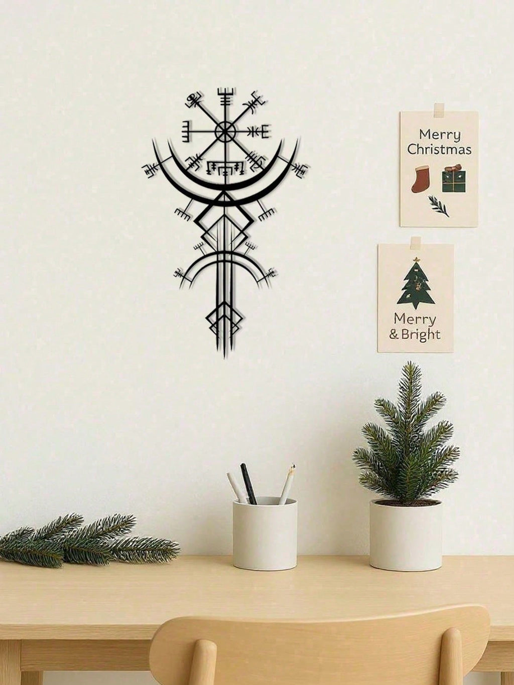 Viking Runes Metal Wall Art - Norse Medieval & Gothic Home Decor - Viking Symbols Wall Hanging For Living Room, Bedroom, Office & Man Cave - Perfect Gift For Men & Women, Halloween & Goth Aesthetic - Runic Pagan Nordic Wall Decor