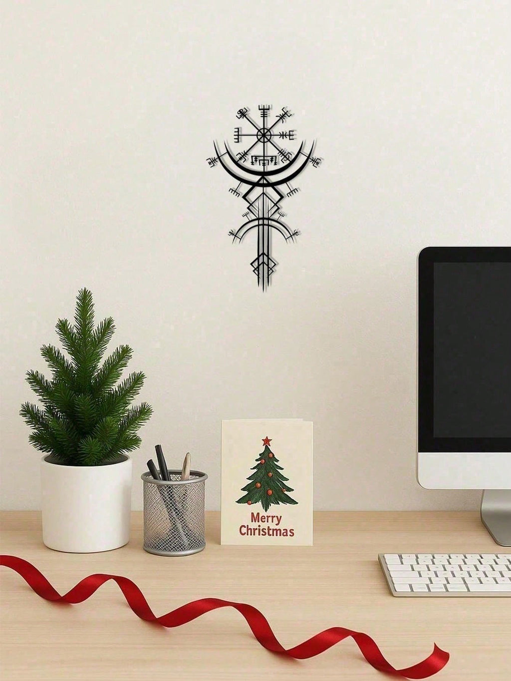 Viking Runes Metal Wall Art - Norse Medieval & Gothic Home Decor - Viking Symbols Wall Hanging For Living Room, Bedroom, Office & Man Cave - Perfect Gift For Men & Women, Halloween & Goth Aesthetic - Runic Pagan Nordic Wall Decor