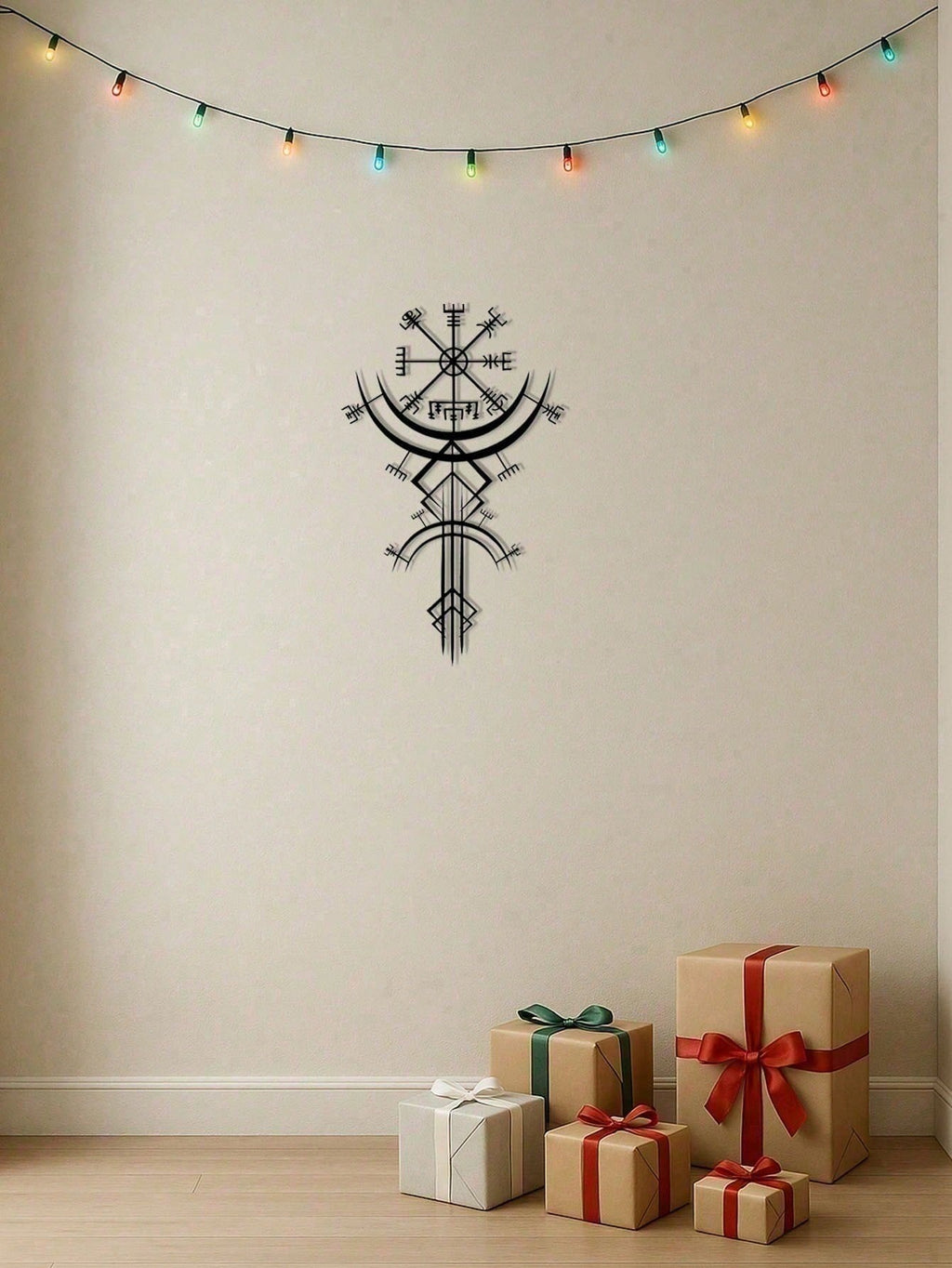 Viking Runes Metal Wall Art - Norse Medieval & Gothic Home Decor - Viking Symbols Wall Hanging For Living Room, Bedroom, Office & Man Cave - Perfect Gift For Men & Women, Halloween & Goth Aesthetic - Runic Pagan Nordic Wall Decor